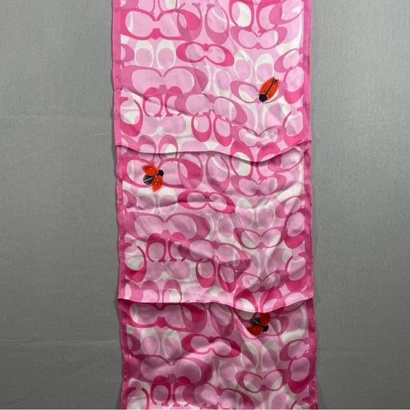 Coach Scarf 100% Silk Made in Japan Interlocking Cs with Ladybugs - Picture 10 of 16